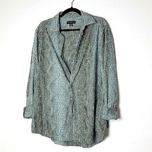 Men's Vintage Retro Large Grey Pin Stripe Velvet Swirl Button Down Shirt
